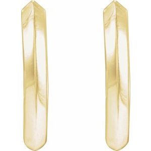 14K Yellow Gold Pair Knife Edge Hinged Hoop Earrings, Length: 15 Mm, Thickness: 2 Mm