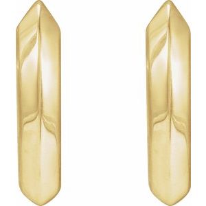 14K Yellow Gold Pair Knife Edge Hinged Hoop Earrings, Length: 10 Mm, Thickness: 2 Mm