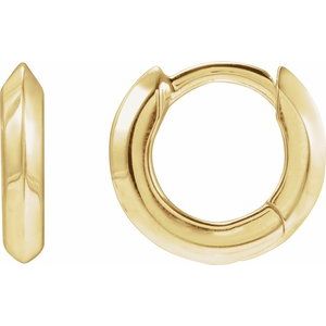 14K Yellow Gold Pair Knife Edge Hinged Hoop Earrings, Length: 10 Mm, Thickness: 2 Mm