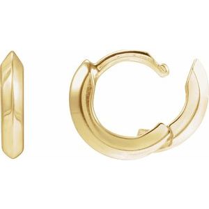 14K Yellow Gold Pair Knife Edge Hinged Hoop Earrings, Length: 10 Mm, Thickness: 2 Mm