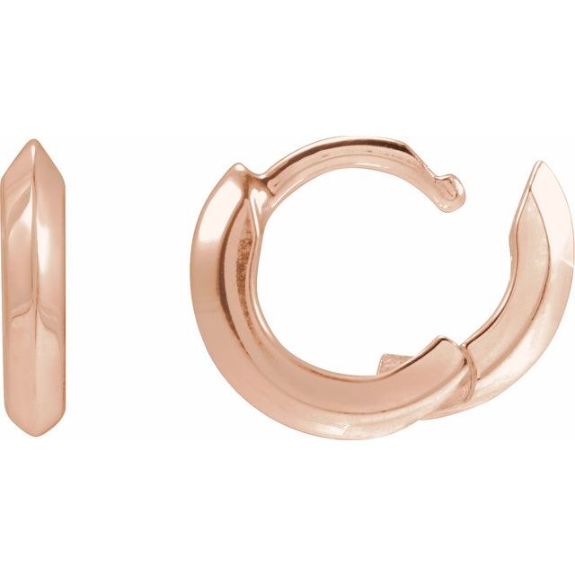 14K Rose Gold 10 Mm 2 Mm Pair Hinged Polished Knife Edge Hinged Hoop Earrings
