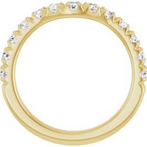 14K Yellow Gold Round 2.5 Mm Polished 3/4 Ctw Natural Diamond Contour Band Size 7