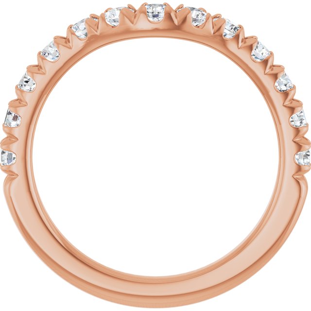 14K Rose Gold Round 2.5 Mm Polished 3/4 Ctw Natural Diamond Contour Band, Size 7