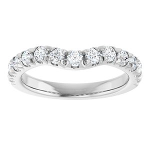 14K White Gold Round 2.5 Mm Polished 3/4 Ctw Natural Diamond Contour Band Size 7