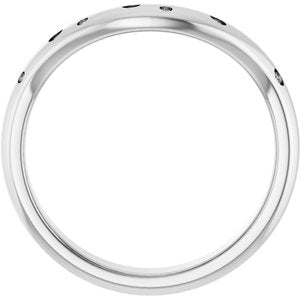 14K White Gold Round Polished 1/8 Ctw Natural Diamond Contour Band Size 7