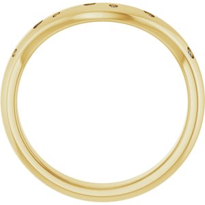 14K Yellow Gold Round Polished 1/8 Ctw Natural Diamond Contour Band Size 7