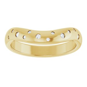 14K Yellow Gold Round Polished 1/8 Ctw Natural Diamond Contour Band Size 7