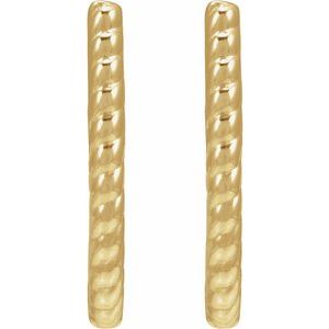 14K Yellow Gold 12.8 X 10.7 Mm 1.6 Mm Pair Hinged Polished Rope Oval Hoop Earrings