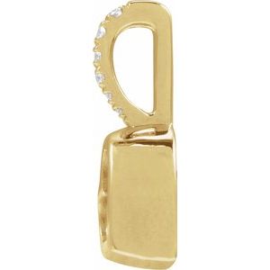 14K Yellow Gold Round 1.3Mm G-H I1 .03 Ctw Natural Diamond Engravable Sideways Heart Pendant