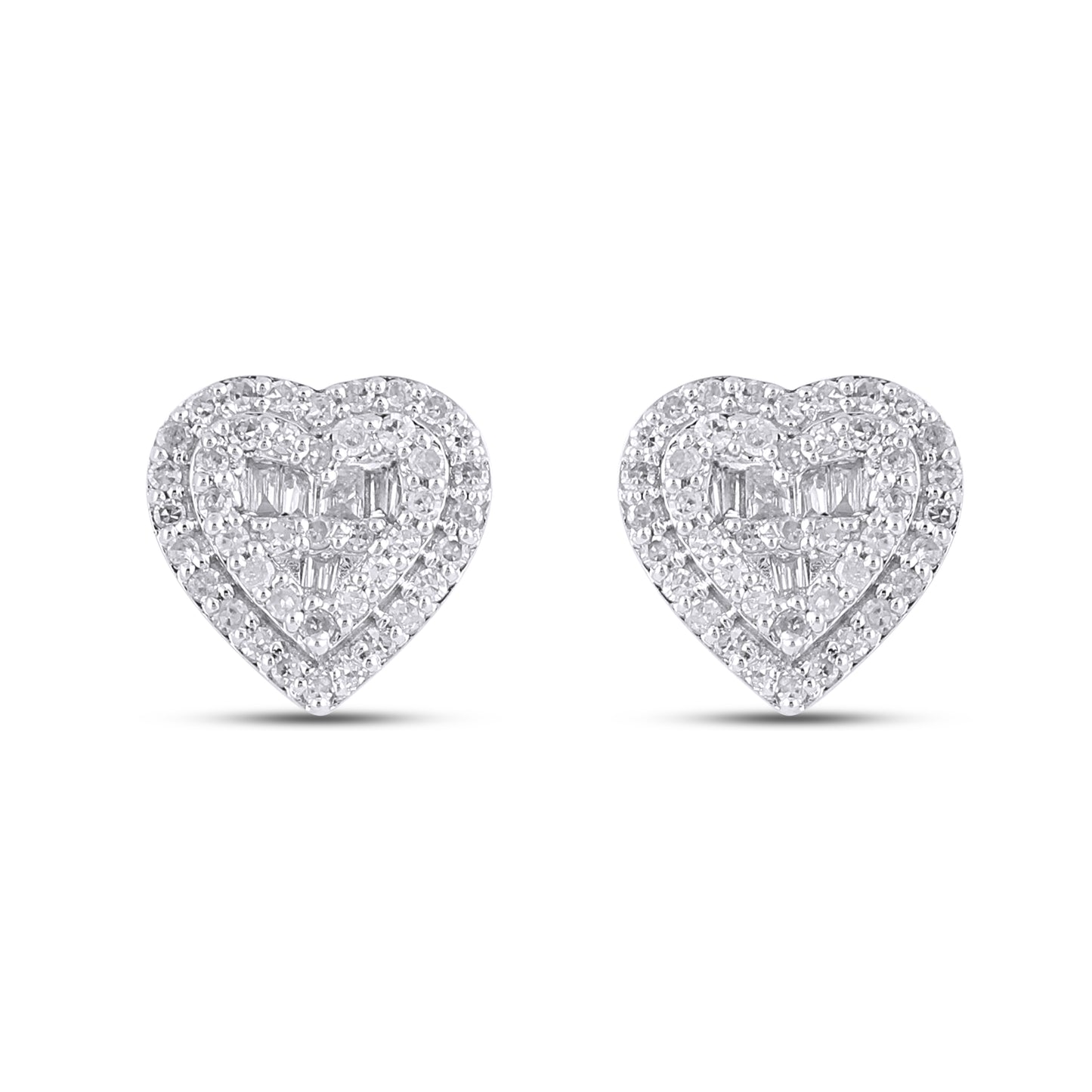 10K Two Tone Gold Two Tone Gold 0.33 Cttw Diamond Heart Earring
