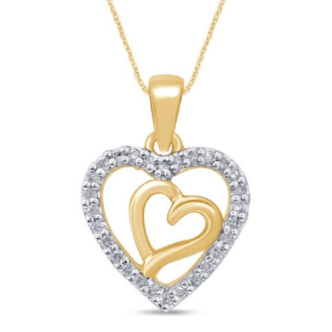 10K Yellow Gold 0.27 Cttw Diamond Heart Charm
