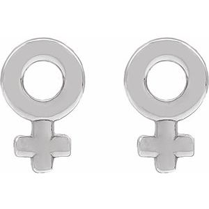 Sterling Silver Venus 7.9 X 4.9 Mm Pair Friction Backs Included Polished Venus Symbol Stud Earrings