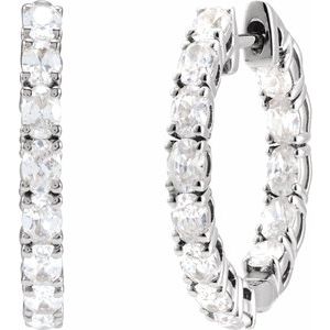 14K White Gold Pair Oval Shape 3.2 X 2.3Mm Si1-Si2, Gh 2 5/8 Ctw Lab-Grown Diamond Hoop Earrings, Length: 20.67 Mm, Thickness: 2.5 Mm
