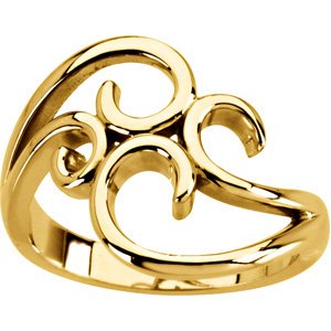14K Yellow Gold Polished Freeform Ring Size 7