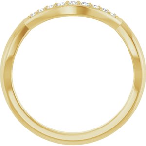 14K Yellow Gold Round 7.4 Mm Si2-Si3, G-H :: 1/10 Ctw Polished 1/10 Ctw Natural Diamond Matching Band Size 7