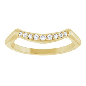 14K Yellow Gold Round 7.4 Mm Si2-Si3, G-H :: 1/10 Ctw Polished 1/10 Ctw Natural Diamond Matching Band Size 7