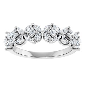 14K White Gold Lab-Grown Diamond Round 1.7 Mm Lab-Grown Diamond Polished 3/4 Ctw Lab-Grown Diamond Anniversary Band Size 7
