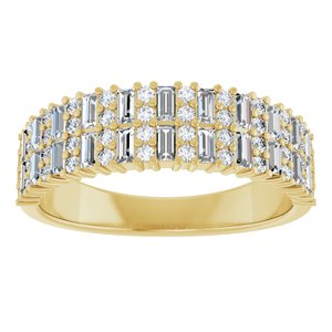 14K Yellow Gold Straight Baguette 2.4 X 1.2 Mm Polished 7/8 Ctw Lab-Grown Diamond Double Row Anniversary Band Size 7