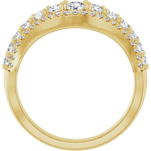 14K Yellow Gold Lab-Grown Diamond Round 3.1 Mm Lab-Grown Diamond Polished 1 Ctw Lab-Grown Diamond Accented Contour Band Size 7