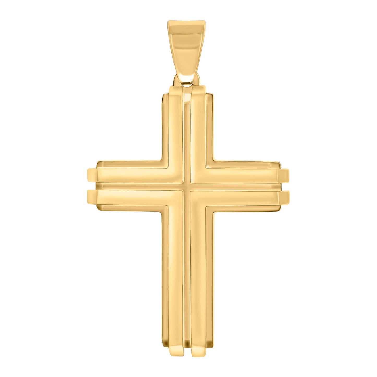 Stainless Steel Or Black-Tone Or Yellow-tone Mens Cross Religious Charm Pendant