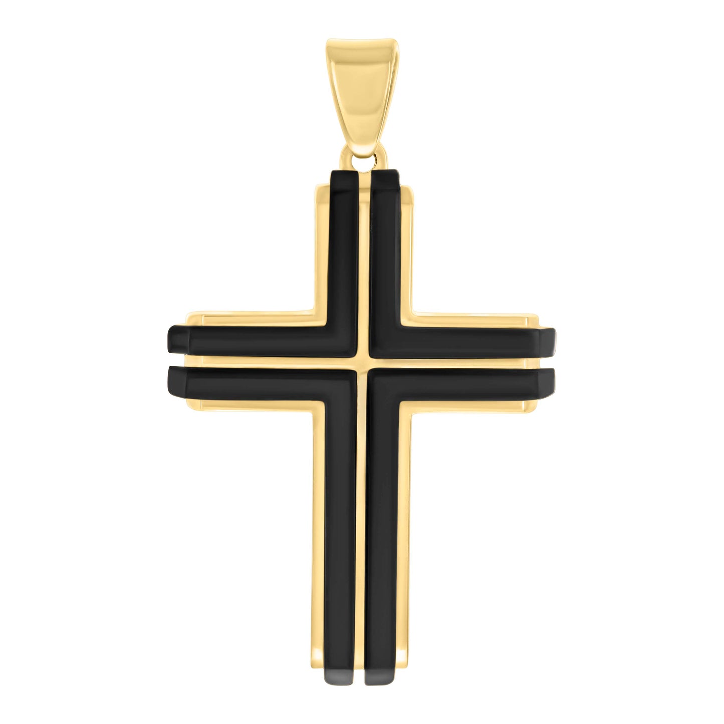 Stainless Steel Or Black-Tone Or Yellow-tone Mens Cross Religious Charm Pendant