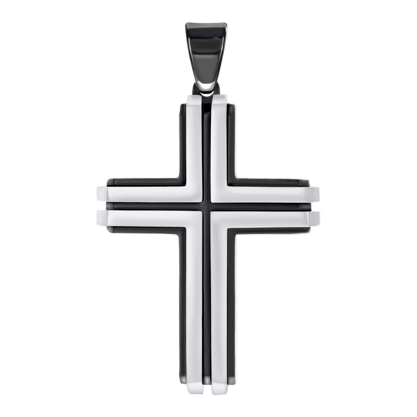 Stainless Steel Or Black-Tone Or Yellow-tone Mens Cross Religious Charm Pendant