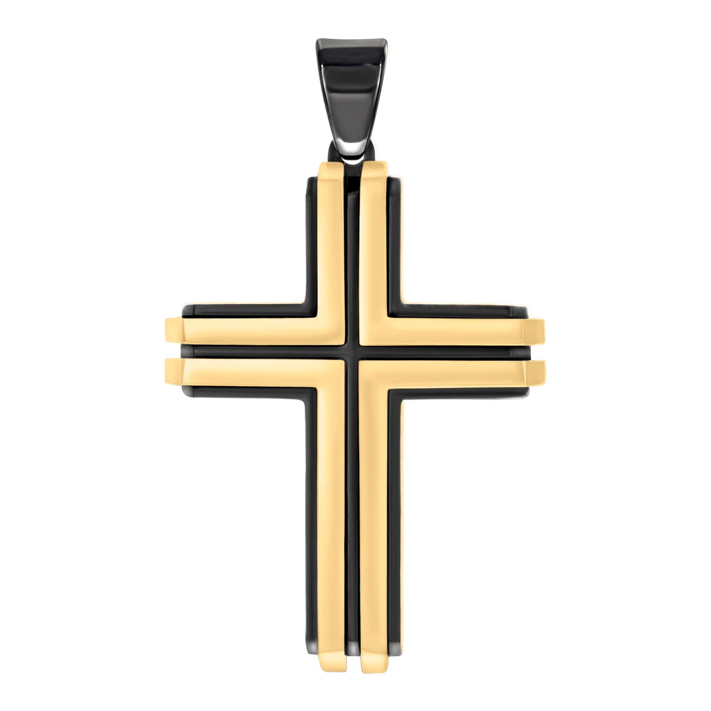 Stainless Steel Or Black-Tone Or Yellow-tone Mens Cross Religious Charm Pendant