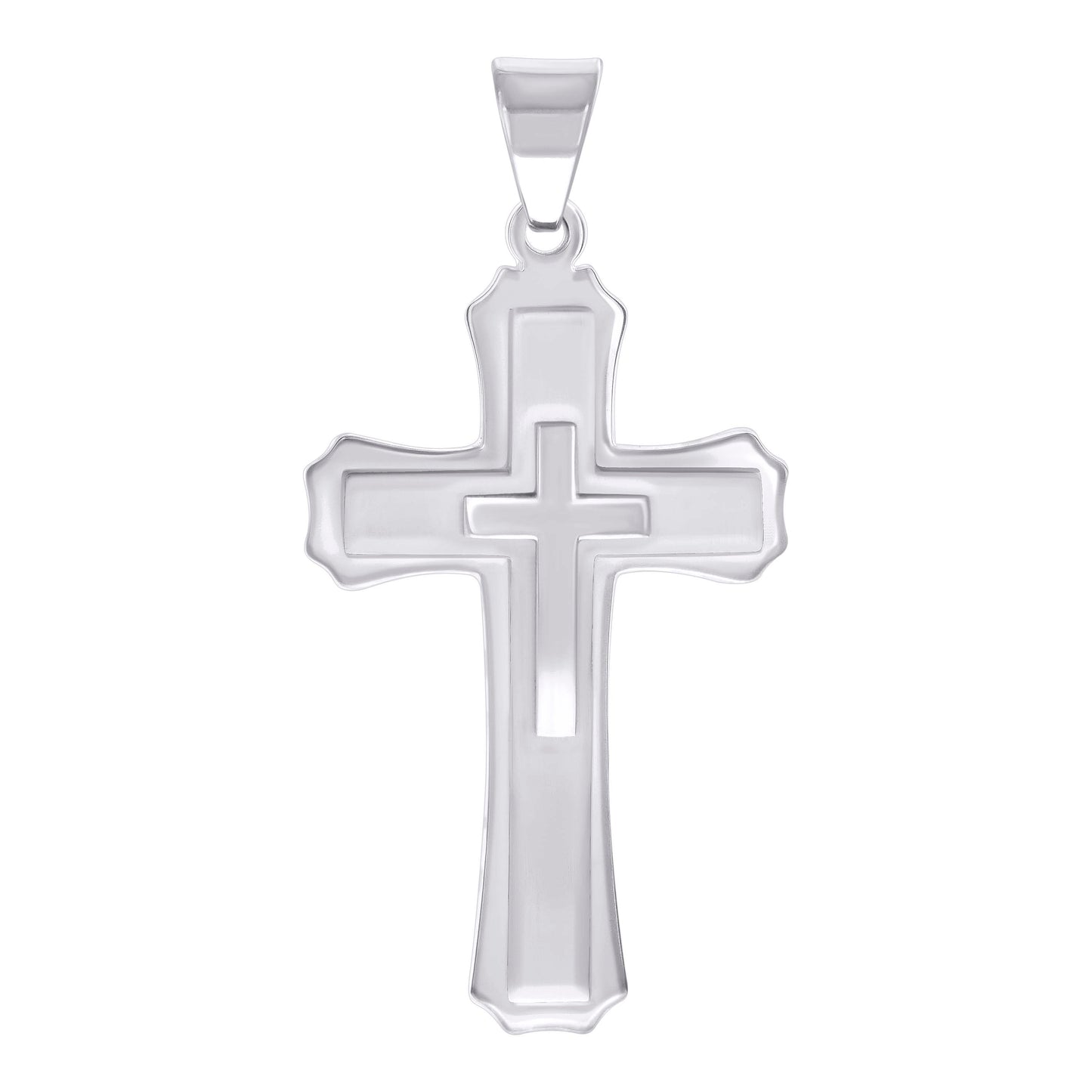 Stainless Steel Or Black-Tone Or Yellow-tone Mens Cross Religious Charm Pendant