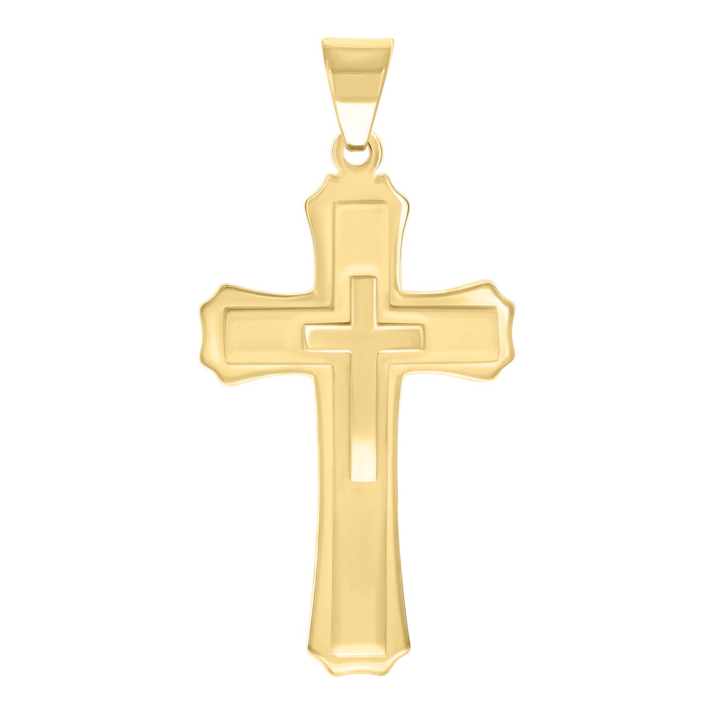 Stainless Steel Or Black-Tone Or Yellow-tone Mens Cross Religious Charm Pendant