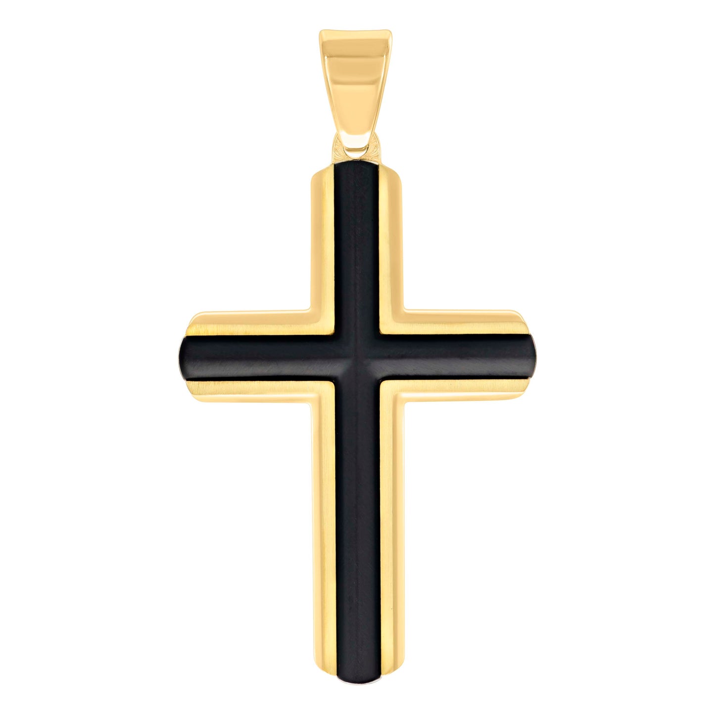 Stainless Steel Or Black-Tone Or Yellow-tone Mens Cross Religious Charm Pendant