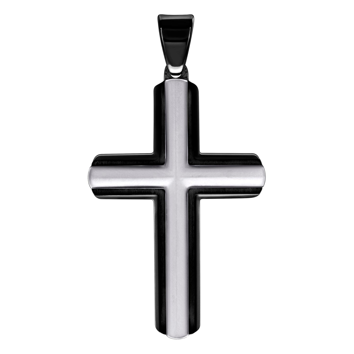 Stainless Steel Or Black-Tone Or Yellow-tone Mens Cross Religious Charm Pendant