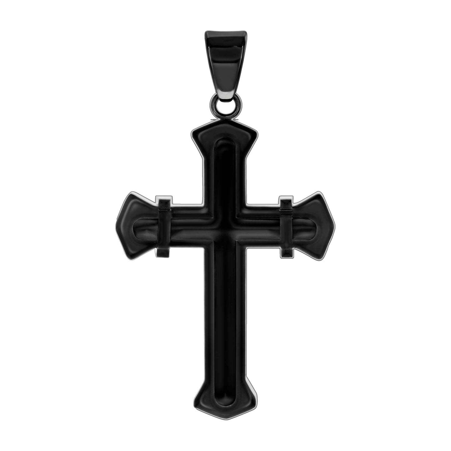 Stainless Steel Or Black-Tone Or Yellow-tone Mens Cross Religious Charm Pendant