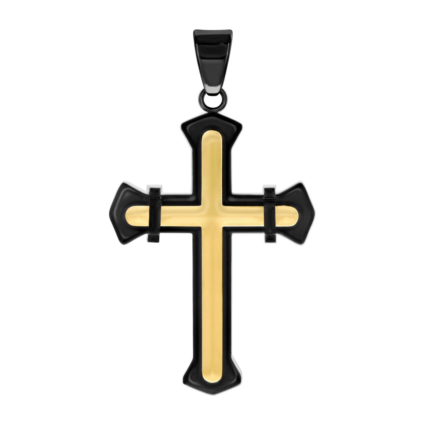 Stainless Steel Or Black-Tone Or Yellow-tone Mens Cross Religious Charm Pendant