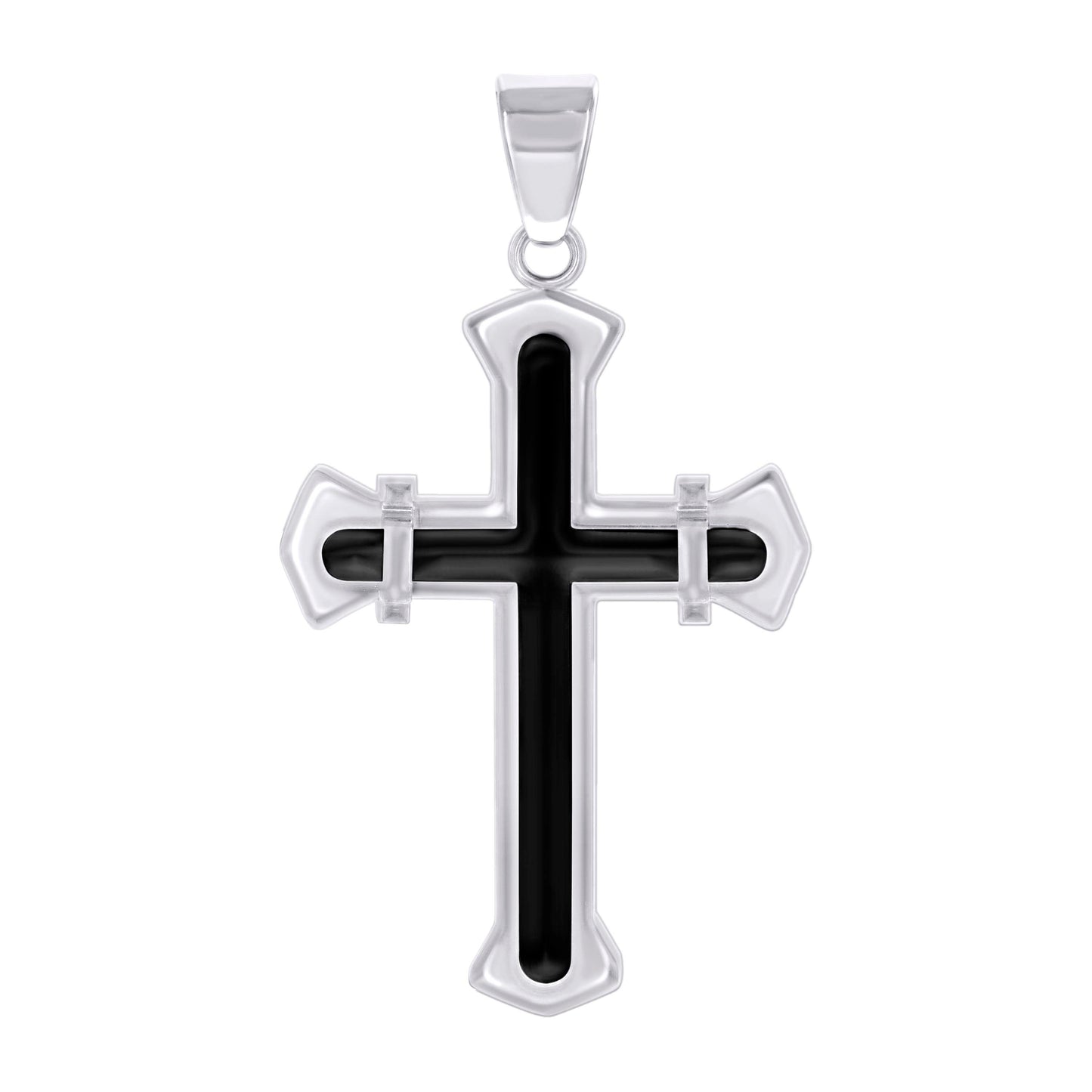 Stainless Steel Or Black-Tone Or Yellow-tone Mens Cross Religious Charm Pendant
