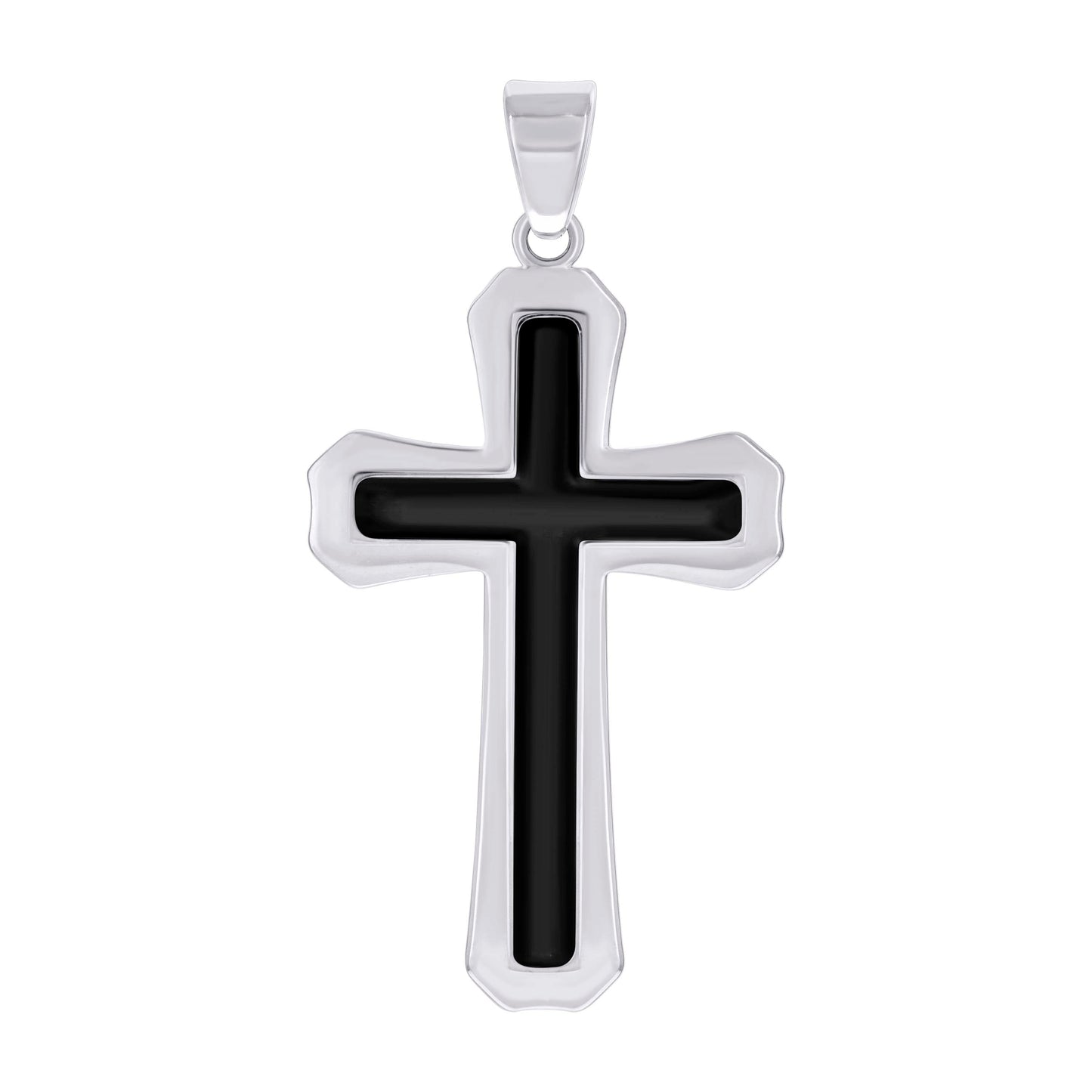 Stainless Steel Black-tone Or Yellow Tone Mens Cross Religious Charm Pendant