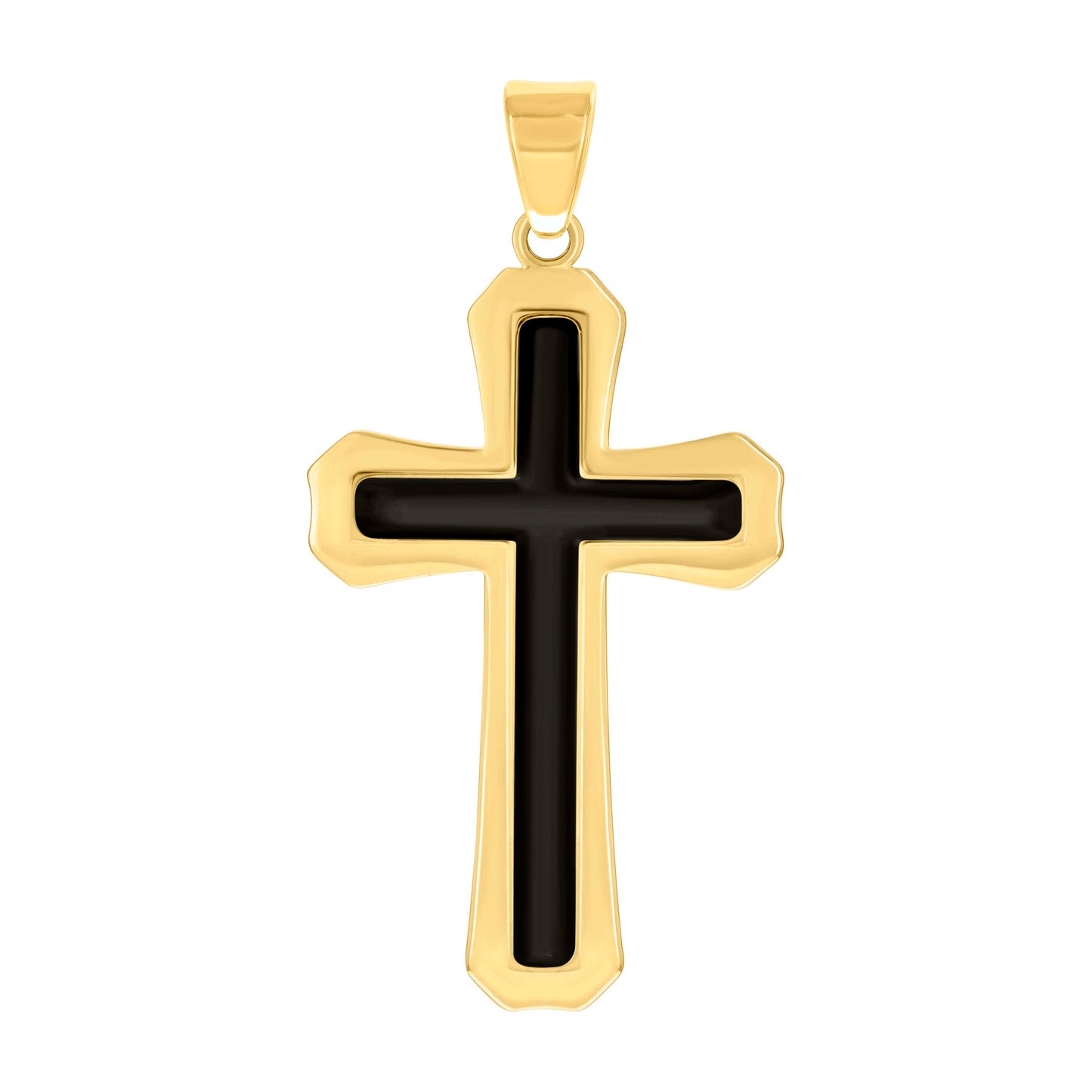 Stainless Steel Black-tone Or Yellow Tone Mens Cross Religious Charm Pendant