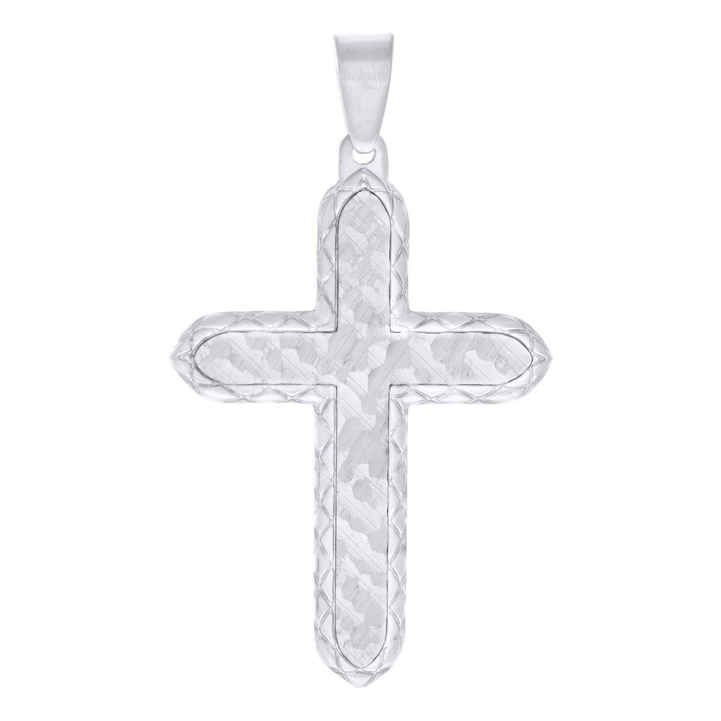 Stainless Steel Or Black-Tone Or Yellow-tone Mens Faceted Cross Religious Charm Pendant