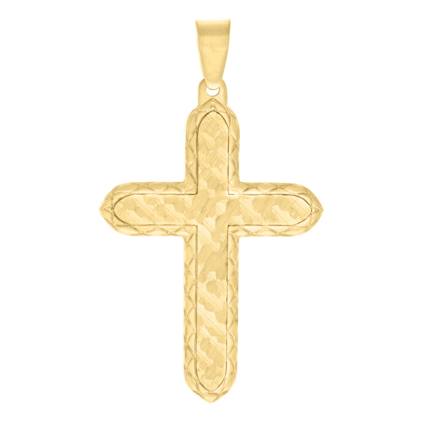 Stainless Steel Or Black-Tone Or Yellow-tone Mens Faceted Cross Religious Charm Pendant