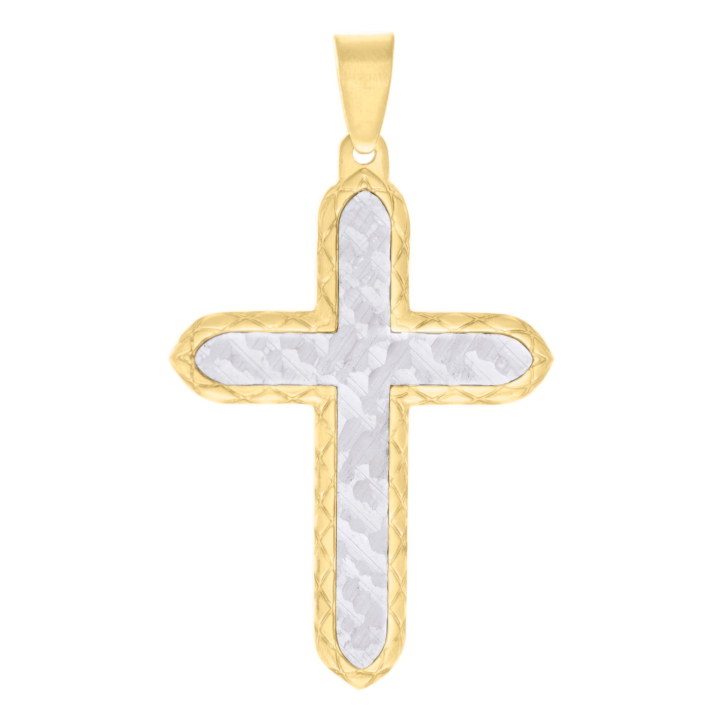 Stainless Steel Or Black-Tone Or Yellow-tone Mens Faceted Cross Religious Charm Pendant
