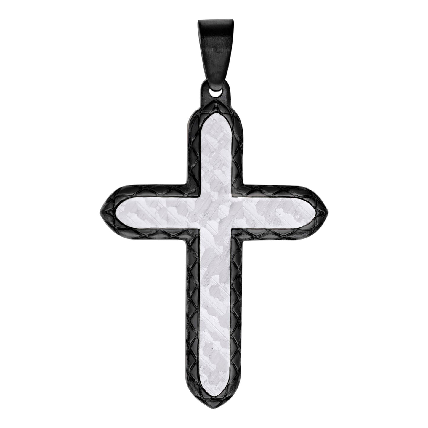 Stainless Steel Or Black-Tone Or Yellow-tone Mens Faceted Cross Religious Charm Pendant