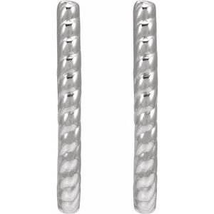 14K White Gold 17.5 X 11.6 Mm 1.6 Mm Pair Hinged Polished Rope Oval Hoop Earrings