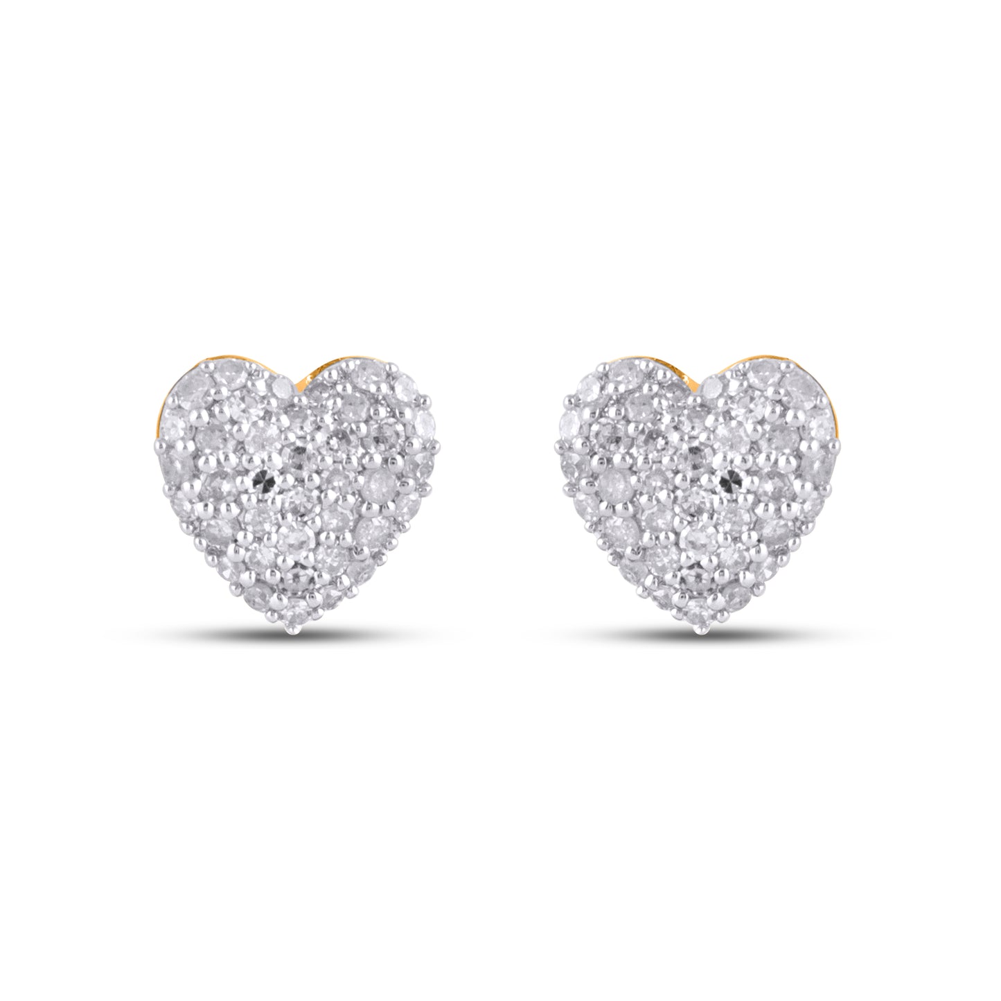 10K Yellow Gold 0.25 Cttw Diamond Heart Earrings