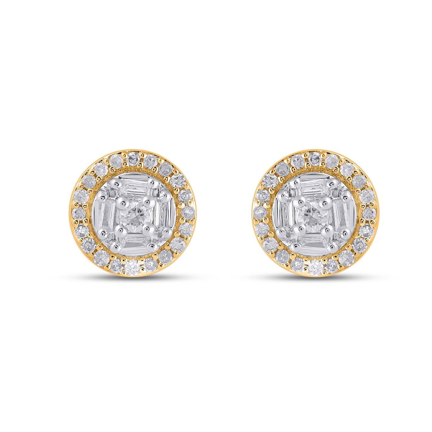 10K Yellow Gold Diamond Round Earrings