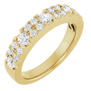 14K Yellow Gold Lab-Grown Diamond Round 2.9 Mm Lab-Grown Diamond Polished 3/4 Ctw Lab-Grown Diamond Double Row Anniversary Band Size 7