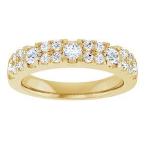 14K Yellow Gold Lab-Grown Diamond Round 2.9 Mm Lab-Grown Diamond Polished 3/4 Ctw Lab-Grown Diamond Double Row Anniversary Band Size 7