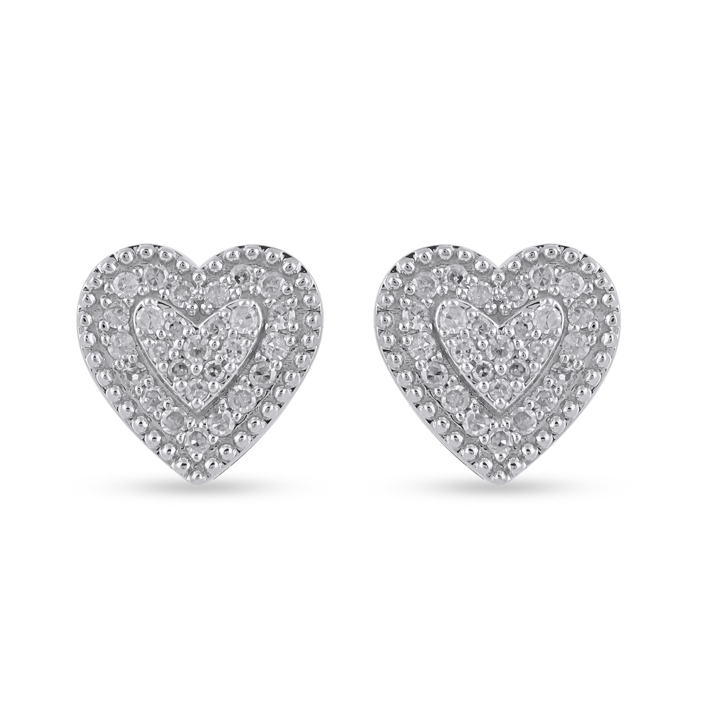 10K Yellow Or White Gold Diamond Heart Earrings