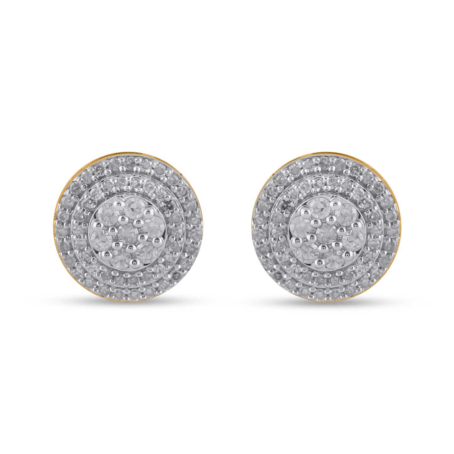 10K Yellow Gold 0.49 Cttw Diamond Round Earrings