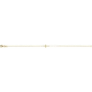 14K Yellow Gold 12.4 X 7 Mm 7 In Polished Sideways Cross Bracelet