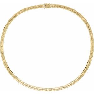 18K Yellow Gold Diamond Cut Triple Curb Chain, Width: 6.2 Mm