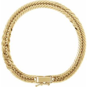 18K Yellow Gold Diamond Cut Triple Curb Chain, Width: 6.2 Mm
